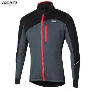 Arsuxeo Mannen Winter Fietsjack Thermisch Fleece MTB Fietsjack Winddicht Waterdichte Fiets Smerglell Jas Warm reflecterend 17D T200502