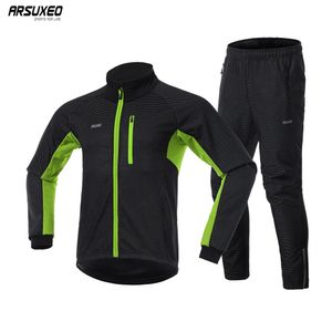 ARSUXEO-Chaqueta y pantalones de ciclismo cálidos para hombre, cortavientos para bicicleta, ropa deportiva térmica, trajes para bicicleta, ropa de montaña 20A 240116