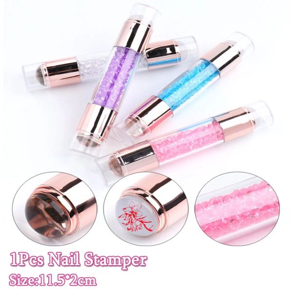 Art 1 PCS Nail Stamp Double silicone blanc clear tampon Nail Art Tool Nail Art Accessoires