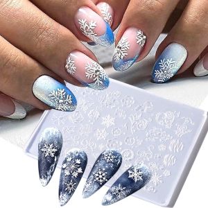 Art 1pc 3D Silicone Nail Canving Mold Relief Snowflake Butterfly Mold Diy Nails Stencils Decor Multidesigns Manicure Tools