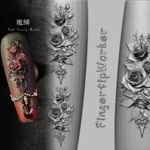 Art 1PC Belt Rose Dragon Snake Eye Butterfly 3D Moule acrylique Nail Art Décorations DIY Design Modèles Silicone Nails Moule