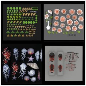 Art 1pc Rose Leaf Marine Gelesfish Shell3D Moule acrylique Nail Art Decoration Nails DIY Design Silicone Nail Art Nails Moule