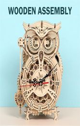 ART 3D Puzzle en bois créatif bricolage horloge murale hibou modèle jouet bloc de construction Kit jouets pour enfants éducatifs adultes cadeaux 2202125303987