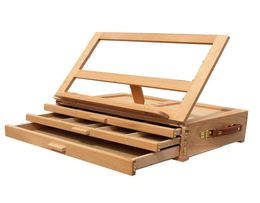 Kunst verstelbare kunstenaar beuk houten tafelschetsschetsbox Easel 3Drawer Portable8830735