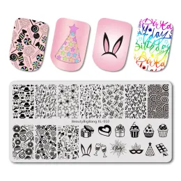 Art Beautybigbang CALAK CALAK Nail Alime Aive Love Rabbit Summer Fleur Nail Art Moules d'ongle Modèles de tampon