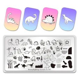 Art beautybigbang schattige dinosaurus nagelstempels bord dieren patroon nail art beeld sjabloon printen stencils manicure tools