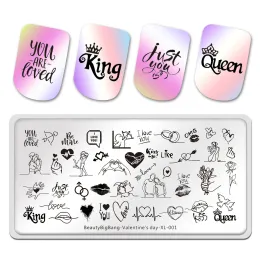Art BeautyBigBang Love Heart Lover Nail Art Stamping Plate Stainless Steel Valentine's Day Nail Template Molds Stencil Manicure Tool