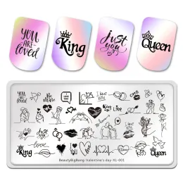 Art Beautybigbang Love Heart Lover Nail Art Stamping Plaque d'estampage en acier inoxydable pour la Saint-Valentin Template de Moules de Moules