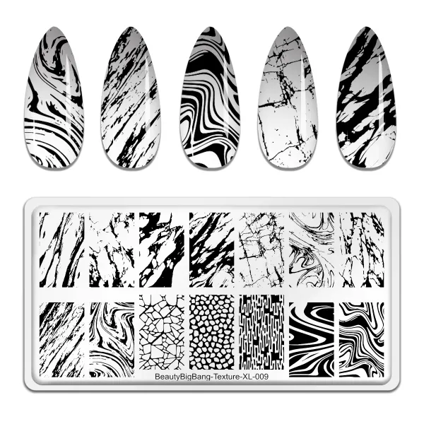 Art Beautybigbang Marble Geométrique Ligne Texture Nail Art States Texture Animal Nail Art Tamponnage Impression de pochoir Modèles