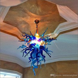 Lámpara de araña de cristal soplada artística, iluminación decorativa increíble, diseño de cocina moderno, luz Led de araña de cristal multicolor