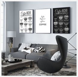 Art toile peinture café boutique murmor décor art hd2616 nordic café menu mur pictures art imprimer noir blanc