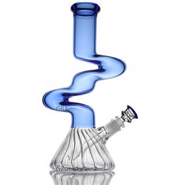 Kunst kleurrijke glazen beker bong dab rig 12 "Water Pies Heady Gongs Oil Rigs Wax met Quartz Banger of Bowl Pink Hookah Downstam gratis verzending