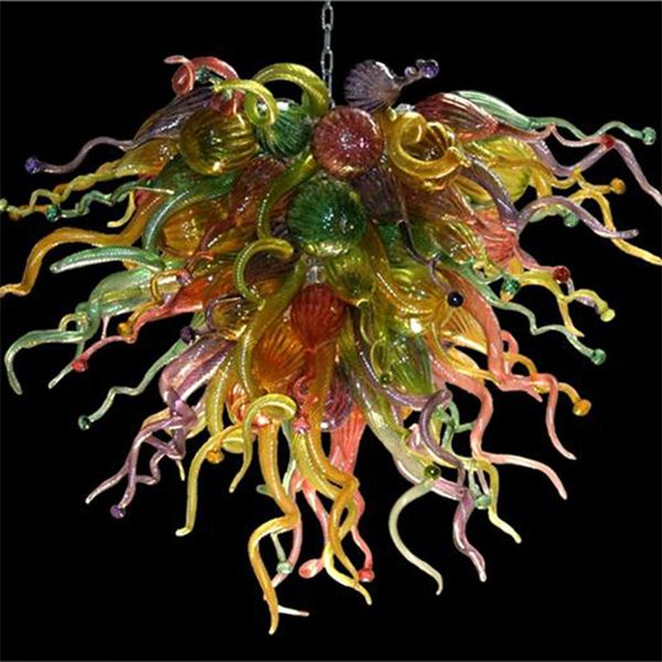 Lámparas nórdicas Art Deco Lámpara de suspensión multicolor Lámparas de vidrio soplado a mano con bombillas LED Iluminación Estilo americano para decoración del hogar Luces colgantes