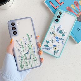 Art Flower Clear Phone Cases voor Samsung S21 Plus A52 A72 A51 A71 A32 A21S S20 FE LET OP 20 Ultra Shockproof Bumper Cover