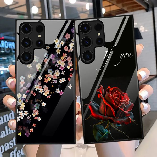 Art Flowers Floral Fundas para Samsung Galaxy S23 S22 S21 S20 S21 Ultra Fe 5G S10 Plus S10e Nota 10 20 Caja de teléfono de vidrio templado