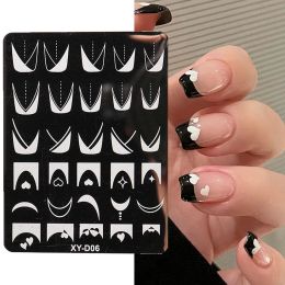 Kunst Franse lijn nagelstempels platen stencil vormen geometrie bloemen blad nagel kunststempel sjablonen gel polish printplaat