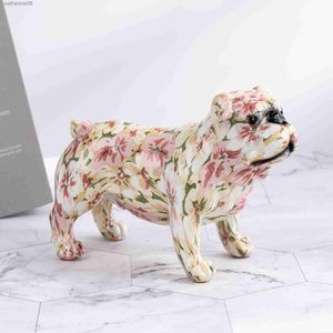 Art Graffiti Créativité Moderne Coloré Bouledogue Anglais Statue En Gros Bureau Ornements Impression Résine Chien Décor À La Maison Artisanat L230711