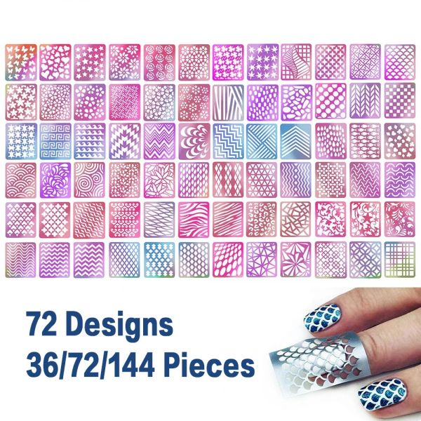 Art laser creux vinyles Nail Stickers Guide de transfert Guide de transfert coeur Star Fish Nail Art Art Art Décoration Nail Stickers