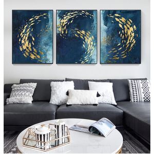 Kunst woonkamer ingang decoratie foto gouden vis abstract muur poster stijl canvas print schilderij hedendaags woo