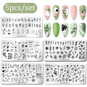 Art Nicole Diary 1 Set 12*6 cm Nail Art Stamping platen blad bloem fruit geometrie afbeelding printsjablonen stencil nagels accessoires