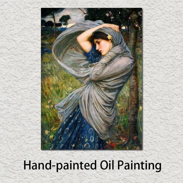 Arte pintura al óleo retrato Boreas John William Waterhouse lienzo pintado a mano mujeres obra de arte para comedor 3027