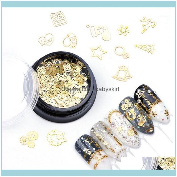 Beauty Sky Nail Décorations Art Salon Health Beautybox Creux Out Gold Glitter Paillettes Flocons de Neige Conception Mixte Pour Arts Pillette Aessories