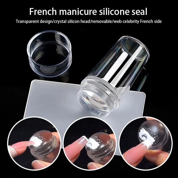 Art Silicone Fingertip Printing French Nail Seal Plantilla de gelatina Transparente Patrón artístico Accesorios de herramientas de DIY Rasper