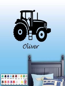 Tracteur d'autocollant mural art nom personnalisé amoviable mural décalage mural chambre pour les enfants poster8602715