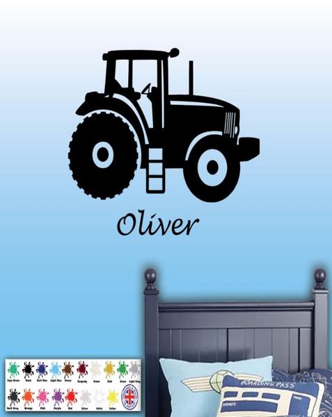 Adhesivo artístico de pared Tractor nombre personalizado pegatina de pared extraíble decoración de pared del dormitorio para niños Art Poster9011479