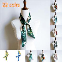 Art champ de blé cheveux foulard en soie ciel étoilé peinture foulards ruban étroit attaché sac à main cravate foulard 252I