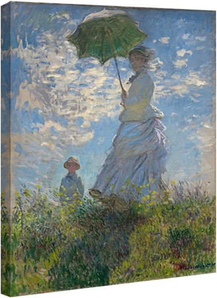 Art Woman With A Parasol Madame Monet y su hijo Lienza Impresiones Arte de pared de Claude Monet Famous clásico Pinturas al óleo Reproducción People de paisaje Trabajo de arte