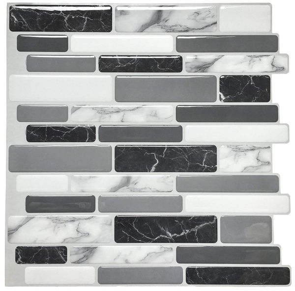 Art3d 30x30cm Peel and Stick Backsplash Tiles Pegatinas de pared 3D Autoadhesivas a prueba de agua para cocina, baño, dormitorio, lavadero, papel tapiz (10 hojas)