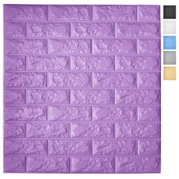 Art3d Lot de 5 panneaux de papier peint 3D Peel and Stick pour décoration murale intérieure Papiers peints auto-adhésifs en brique de mousse en violet, couvre 29 pieds carrés