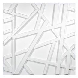 Art3d 50x50cm Blanco 3D Plástico Paneles de Pared Pegatinas Insonorizadas Líneas Cruzadas Geométricas para Sala de Estar Dormitorio Fondo de TV (Paquete de 12 Azulejos 32 Sq Ft)
