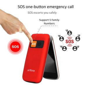 Artfone flip Big Bouton téléphone mobile pour personnes âgées Unlocked principal SOS téléphone haut-parleur Loud et Lound Président