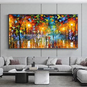 Arthyx-Dipinto a mano Notte Pittura a olio spessa su tela Wall Art Astratta moderna Immagine di paesaggio per soggiorno Decorazione domestica 231228