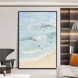 ArthyxPeinture à l'huile de paysage abstrait de vague de mer de Texture peinte à la main sur toileArt mural moderneimage pour salondécor à la maison 240130