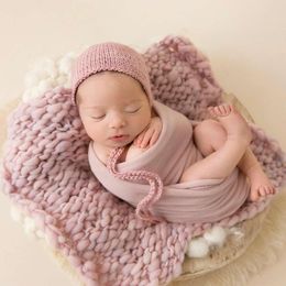 Article Props Wool Photography pasgeboren deken Baby -accessoires voor gebreide wrap schiet outfit sessie maanden geboortekleding L240517