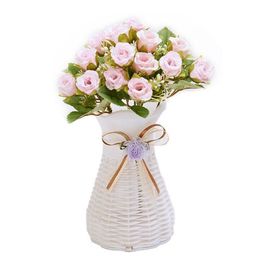 Bouquet de 15 petites roses artificielles fleurs en soie décorations de mariage hauteur de la fleur environ 28 cm décoration de la maison fleurs artificielles