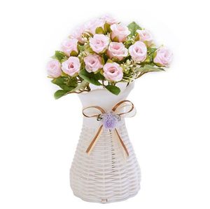 Kunstmatige 15 kleine rozen boeket zijde bloemen bruiloft decoraties bloemhoogte ongeveer 28cm woondecoratie kunstbloemen