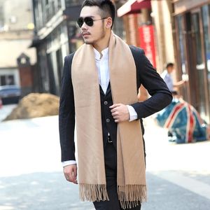 Écharpe en cachemire artificiel hommes hiver chaud Pashmina châle de luxe plaine cou foulards en plein air coupe-vent cadeau d'anniversaire pour homme 240115