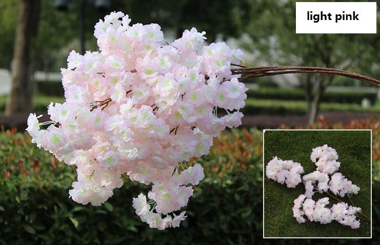 Düğün Çiçekleri Yapay Kiraz Çiçeği Çok Renkli İsteğe Bağlı Düğün Dekorasyonu Sakura 39 inç 100 cm uzunluğunda