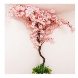 Cerezo artificial, vid, flor falsa, rama de flor, tallo de árbol de Sakura para evento, boda, decoración decorativa 310z