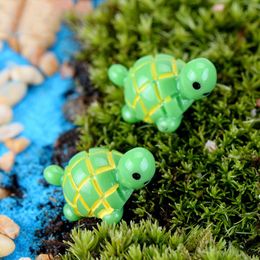 Tortuga verde linda artificial Artes y artesanías Animales Miniaturas de jardín de hadas Mini terrarios de musgo Artesanía de resina Figuras DH98