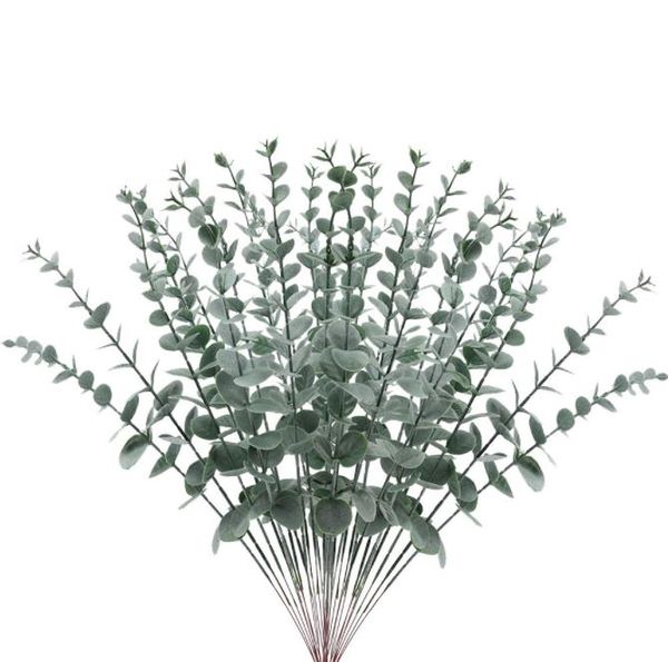 Feuilles d'eucalyptus artificielles tiges de verdure avec givre pour Vase maison fête mariage décoration extérieur jardin noël