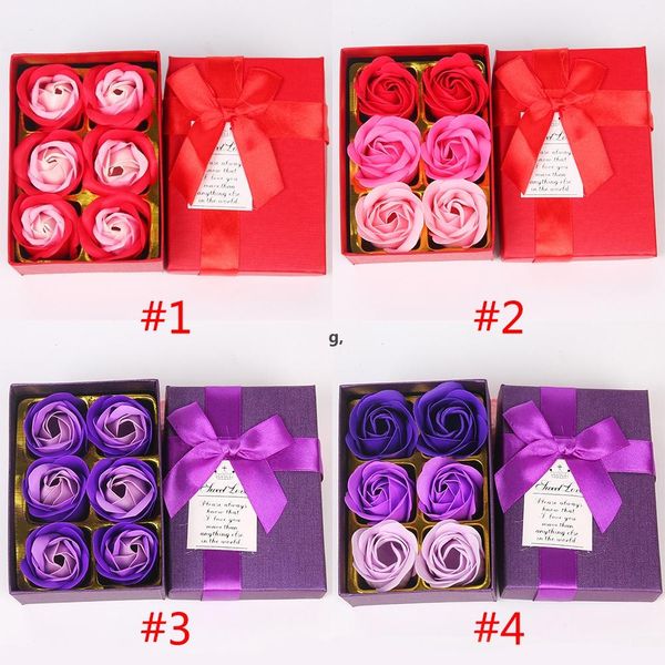 Artificielle Faux Fleur Coffret Cadeau Rose Parfumé Bain Savon Fleurs Ensemble Saint Valentin Cadeaux Fête Des Mères Fête De Mariage Fleurs Décoratives RRB13314