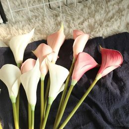 Artificielle fausses fleurs feuille Calla Floral mariage Bouquet fête décor à la maison hortensias en soie décoration florale pas cher pour la maison 20191246p