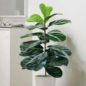 Kunstmatige vioolblad fig tub twijg faux ficus lyrata planten groen voor thuis kantoor decoratie - geen pot inclusief decoratieve bloemen wre