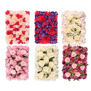 Kunstmatige bloemenwandpanelen Bloemenmuurachtergrond Faux Rose Hortensia Pioenbloempanelen Bloemenrij voor bruiloftsfeest Evenement Decor Fotografie Home Decor