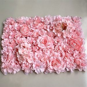 Kunstmatige bloemstuk Roze Hydrangea Wandpaneel Bloemmatten Wedding Decoratie Winkel Decoratie Zijdebloem T200716